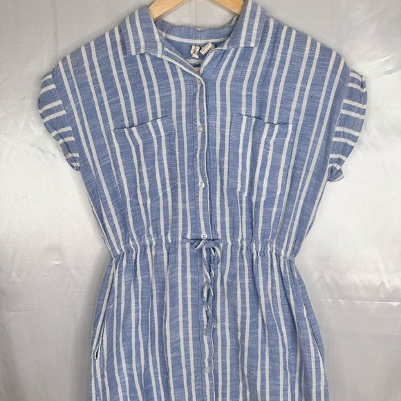 Japna Striped high low casual drawstring dress w pockets size Small - Picture 2 of 9